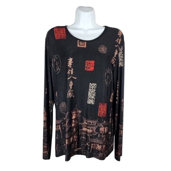 CHICO'S TRAVELERS POP-OVER LONG SLEEVE TOP - Picture 1 of 7